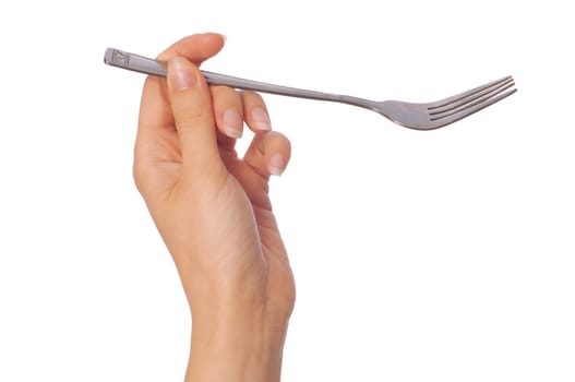 woman holding fork in the hand for feeding a sick person