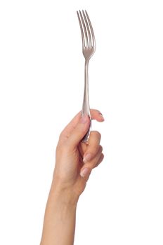 woman holding a fork in the hand for lunch eating