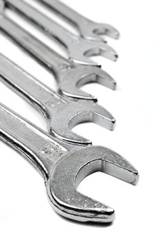 Spanners on a white background.