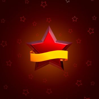 big and small red stars on brown background