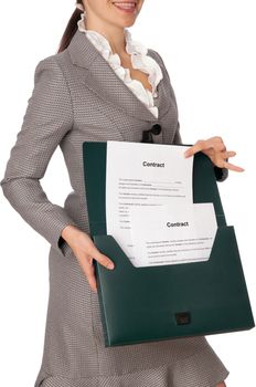 The managing director holds the contract in the hands