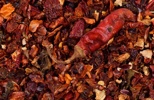 Background of Perfect Dried Crushed Paprika and Chili Pepper close up