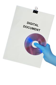 Woman holding digital document in the hand