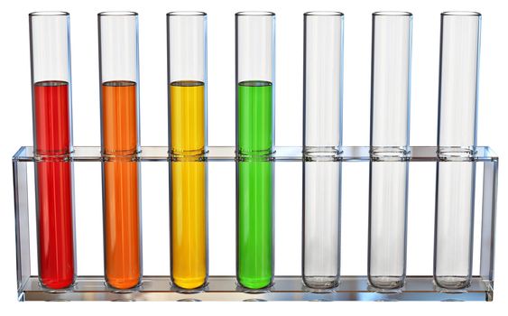Sample of fractions of oil typed in a tube for experiments
