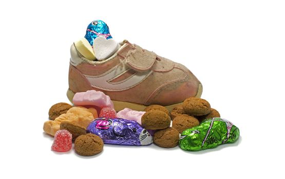 Shoe with sweets from Sinterklaas a 5 december party for kids in the netherlands