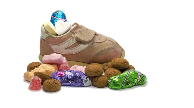 Shoe with sweets from Sinterklaas a 5 december party for kids in the netherlands