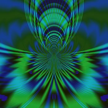 Elegant fractal design, abstract art, blue bird.