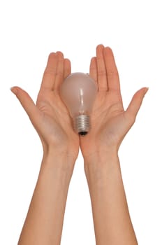 lamp in the woman's hands as a symbol of light