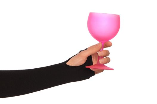 woman giving a empty glass for taking a punch
