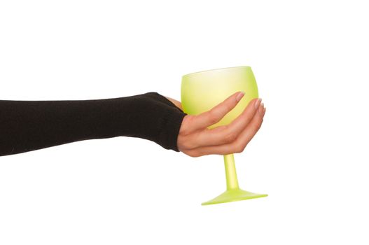 woman giving a empty glass for taking a punch