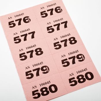 A page of Raffle tickets.