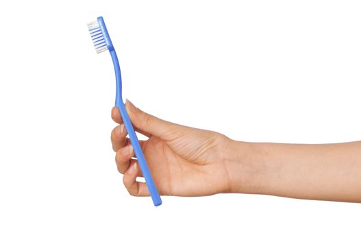 brush for toothpaste at in the girl's hand