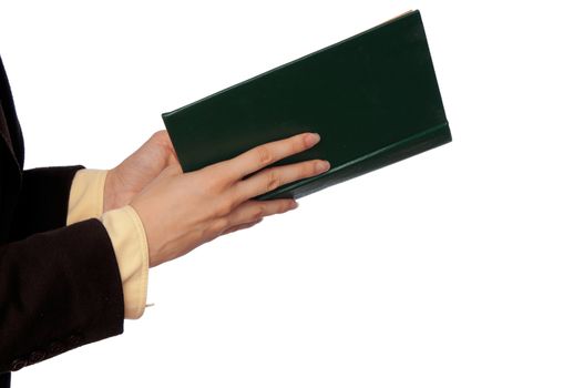 business woman reads notes to get ideas for business plan