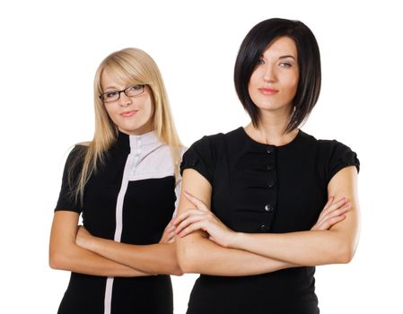 Two beautiful businesswoman against white background
