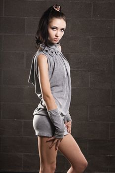 Beautiful slim model studio photo