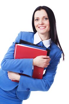 Portrait of a lovely businesswoman against white background 