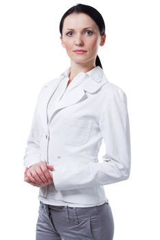 Portrait of an elegant businesswoman in white jacket