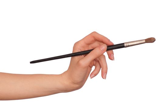 drawing woman's hand with a black brush