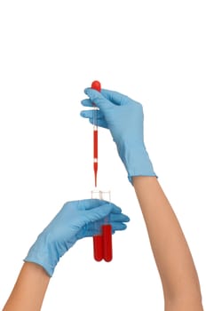 Doctor research a sample of blood for vaccine