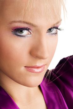 Face portrait of a beautiful makeup model