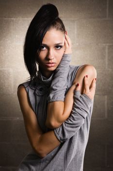 Beautiful slim model studio photo