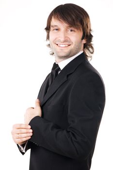 Young handsome man's portrait, white background