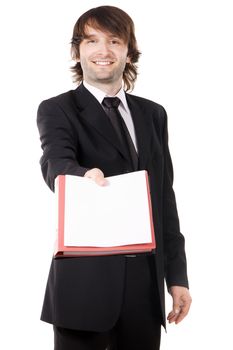 Handsome young man in business suit, studio photo