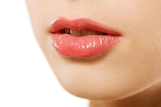 Beautiful female lips closeup 