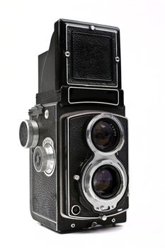 A vintage Camera on a white background.