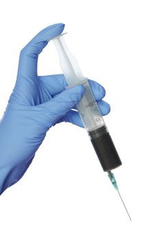 Sample of fractions of oil typed in a syringe for experiments