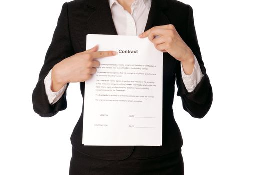 General director showing a contract for her partner