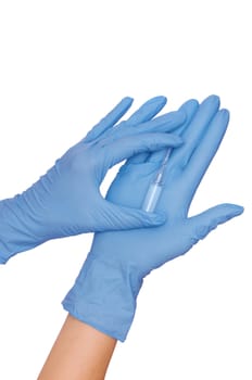 laboratory assistant take ampule for making a vaccination