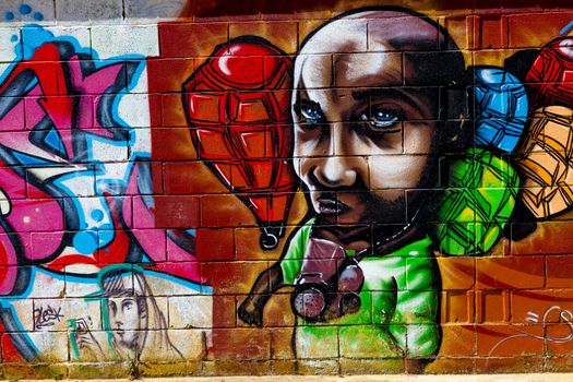 PUERTO REAL, CADIZ, SPAIN-JUL 15: Graffiti of unidentified artist on the first tournament of Graffiti of Puerto Real on Jul 15, 2011, in Puerto Real,  Spain