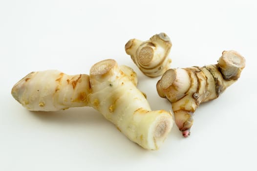 Galangal oil in isolated white background