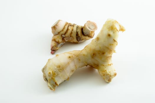 Galangal oil in isolated white background