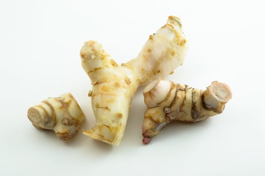Galangal oil in isolated white background