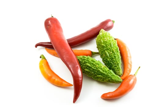 Fresh vegetables on a white background.