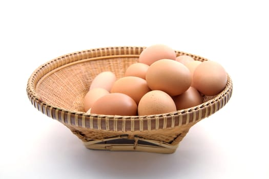 chicken eggs in basket