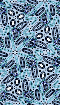 Abstract blue eyes and blue lines in seamless background pattern