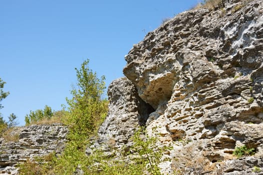 Large limestone rocks in a summer sunny day