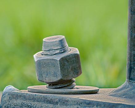 Worn Upright Lag Bolt, Nut, and Washer