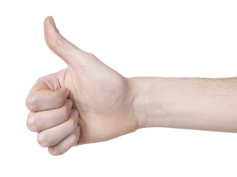Close-up image of an approved hand against the white background