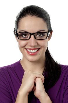 Portrait of a smiling woman wearing eye glasses