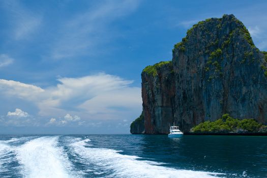 Cliff and the clear sea Phi Phi Leh south of Thailand
