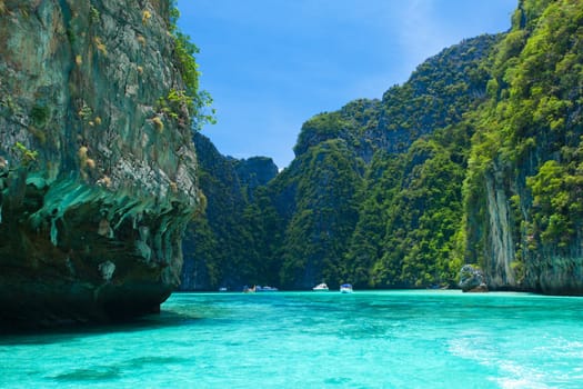 Cliff and the clear sea Phi Phi Leh south of Thailand