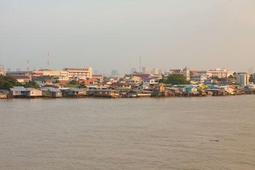 Chao Phraya river on sunset in Bangkok, Thailand