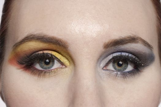 Close-up image of a woman with a beautiful eyeshadow makeup  