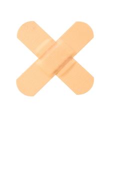 Top view of small band-aid on a white background