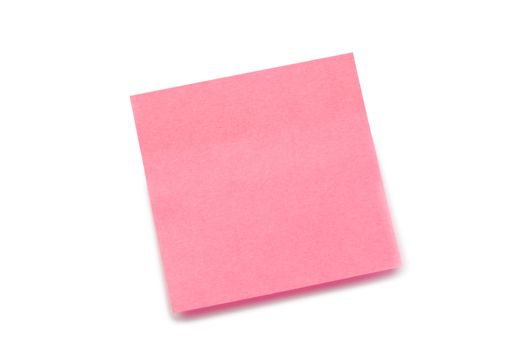 Pink post-it on a white background