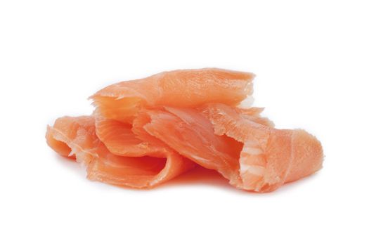 Smoked salmon slices isolated in a white background